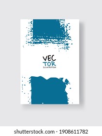 Blue ink brush stroke on white background. Minimalistic style. Vector illustration of grunge element stains.Vector brushes illustration.