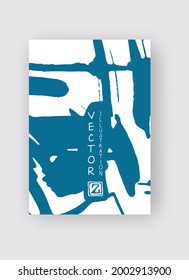 Blue ink brush stroke on white background. Japanese style. Vector illustration of grunge stains