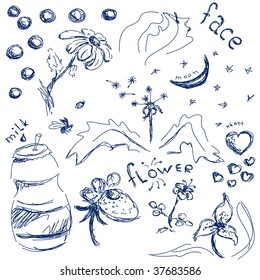 blue ink doodles vector. Visit my portfolio for big collection of doodles
