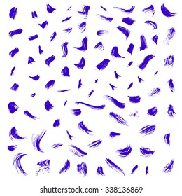 Blue ink dub paint on a white isolated background. Each element on separated group. Element for your designs, and other projects. 