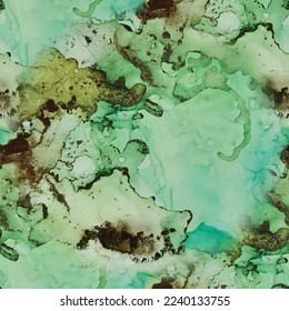 Blaue Tinte. Marmor gefliester Hintergrund. Grüner Marmor. Fluid Elegant Glitter. Goldfarbene Farbe des Wassers. Luxuriöser Alkohol Tinte Marmor. Metallalkohol Farbe Wasser. Abstrakte Vektorvorlage.
