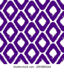 Blue ink rhombuses isolated on white background. Cute monochrome geometric seamless pattern. Vector simple flat graphic hand drawn illustration. Texture.