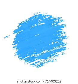 Blue ink round brush strokes. Backdrop for your text. Round shape banner. Vector illustration, isolated on white background.