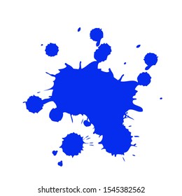 Blue ink splashes. Grunge splatters. Abstract background. Grunge text banners