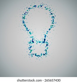 blue ink splattered spots lightbulb icon vector background