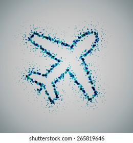 blue ink splattered spots plane icon vector background