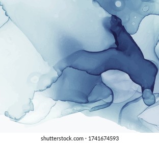 Blue ink texture. Abstract hand painted background. Fluid art painting design. Trendy wallpaper.
