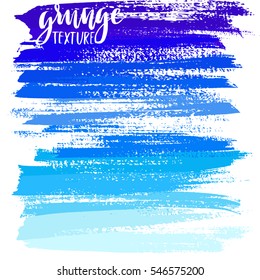 Blue ink vector brush strokes. Vector illustration. Grunge gradient texture.