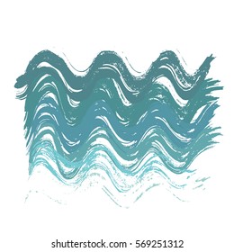 Blue ink vector wave brush strokes. Vector illustration. Grunge gradient texture.