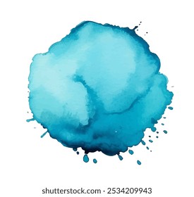 Mancha de pintura de salpicaduras de turquesa de acuarela de tinta azul. Fondo de Vector abstracto de mancha de tinta azul