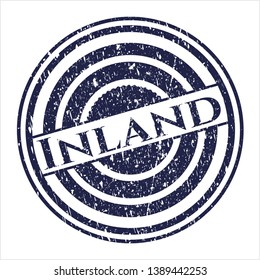 Blue Inland distressed rubber stamp