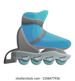 Blue inline skates icon. Cartoon of blue inline skates vector icon for web design isolated on white background