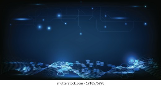 Blue innovation digital modern tech abstract dark blue digital technology background.Vector illustrations.