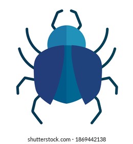blue insect animal in cartoon flat icon style vector illustration