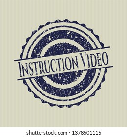 Blue Instruction Video distress rubber stamp with grunge texture