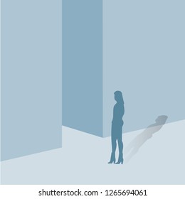 Blue interior with corners and blank walls. 3D Rendering. Vector design illustration.