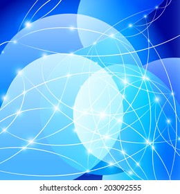 Blue Internet background with shiny network dots concept