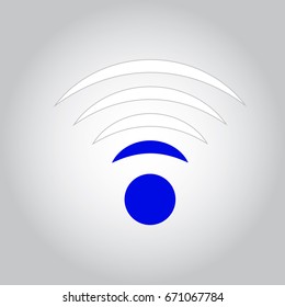 Blue Internet Hot Spot,weak Or Low Signal, Vector Icon With Gray Background.