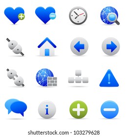 Blue Internet Icons Professional vector set of internet for your website, application, or presentation. The graphics can easily be edited colored individually and be scaled to any size