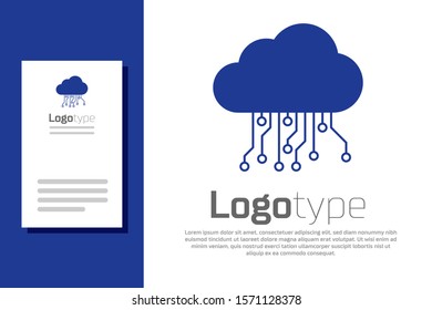 Blue Internet of things icon isolated on white background. Cloud computing design concept. Digital network connection. Logo design template element. Vector Illustration