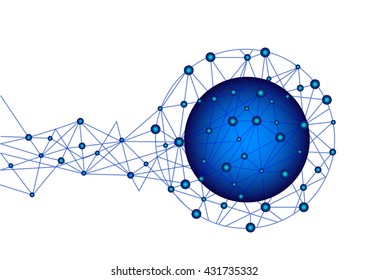 Blue internet web sphere on a black background