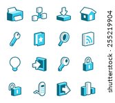 Blue internet and web vector icons.