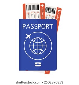 Blue interntational passport with boarding pass for travel