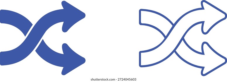 Símbolo de flechas entrelazadas azules sobre fondo blanco