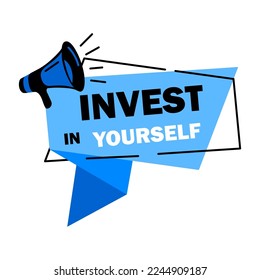 blue invest in yourself banner. Blue website template. Investment concept. Vector illustration.