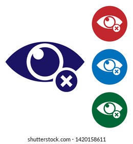 Blue Invisible or hide icon isolated on white background. Set color icon in circle buttons. Vector Illustration
