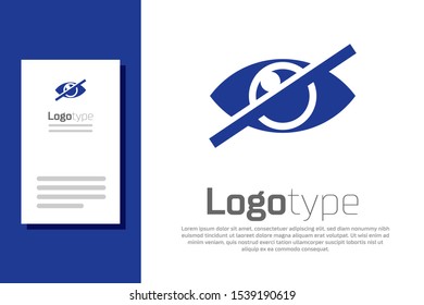 Blue Invisible or hide icon isolated on white background. Logo design template element. Vector Illustration