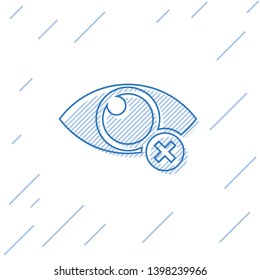 Blue Invisible or hide line icon isolated on white background. Vector Illustration