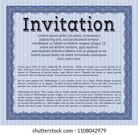 Blue Invitation. Artistry design. Customizable, Easy to edit and change colors. With linear background. 
