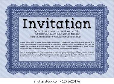 Blue Invitation. Artistry design. Vector illustration. Complex background. 