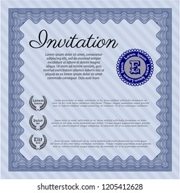 Blue Invitation. With background. Beauty design. Customizable, Easy to edit and change colors. 