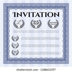 Blue Invitation. With background. Detailed. Nice design. 