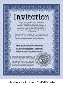 Blue Invitation. With background. Excellent design. Customizable, Easy to edit and change colors. 