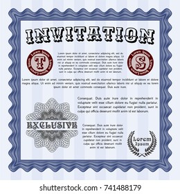 Blue Invitation. With background. Good design. Vector illustration. 
