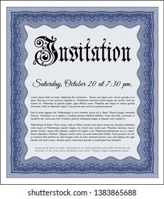 Blue Invitation. With background. Money Pattern. Vector illustration. 