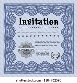 Blue Invitation. With background. Vector illustration. Perfect design. 