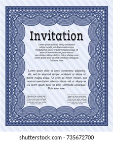 Blue Invitation. With background. Vector illustration. Nice design. 