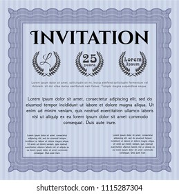 Blue Invitation. Beauty design. Vector illustration. With complex linear background. 