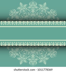 Blue Invitation Card with Abstract Pattern and Blank Horizontal Stripe Label. Vector Illustration EPS 10