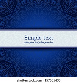 Blue invitation card with place for your text. Grungy vector background. Template frame design.   Perfect for invitations, card, announcement or greetings. 