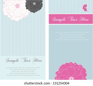 blue invitation card very romantic with flowers