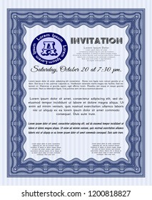 Blue Invitation. With complex background. Customizable, Easy to edit and change colors. Artistry design. 
