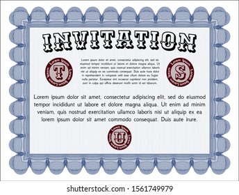 Blue Invitation. With complex background. Excellent design. Customizable, Easy to edit and change colors. 
