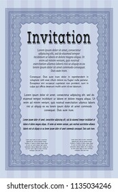 Blue Invitation. Cordial design. Customizable, Easy to edit and change colors. Printer friendly. 