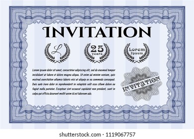 Blue Invitation. Customizable, Easy to edit and change colors. Printer friendly. Superior design. 