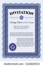 Blue Invitation. Customizable, Easy to edit and change colors. Easy to print. Lovely design. 